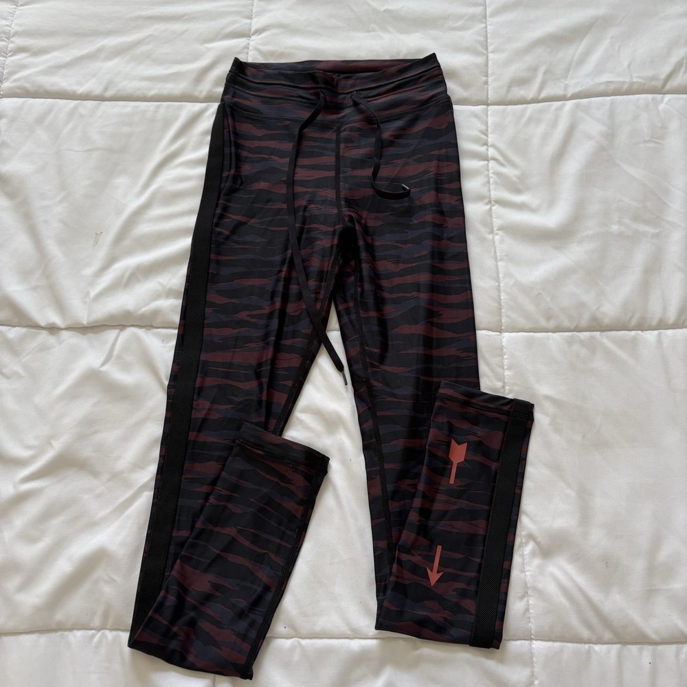 The Upside Leggings Womens Xs Red Black High‎ Rise Striped Athletic Running Yoga